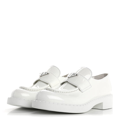 Prada Vernice Triangle 50mm Loafers 39.5 White 3 of 9