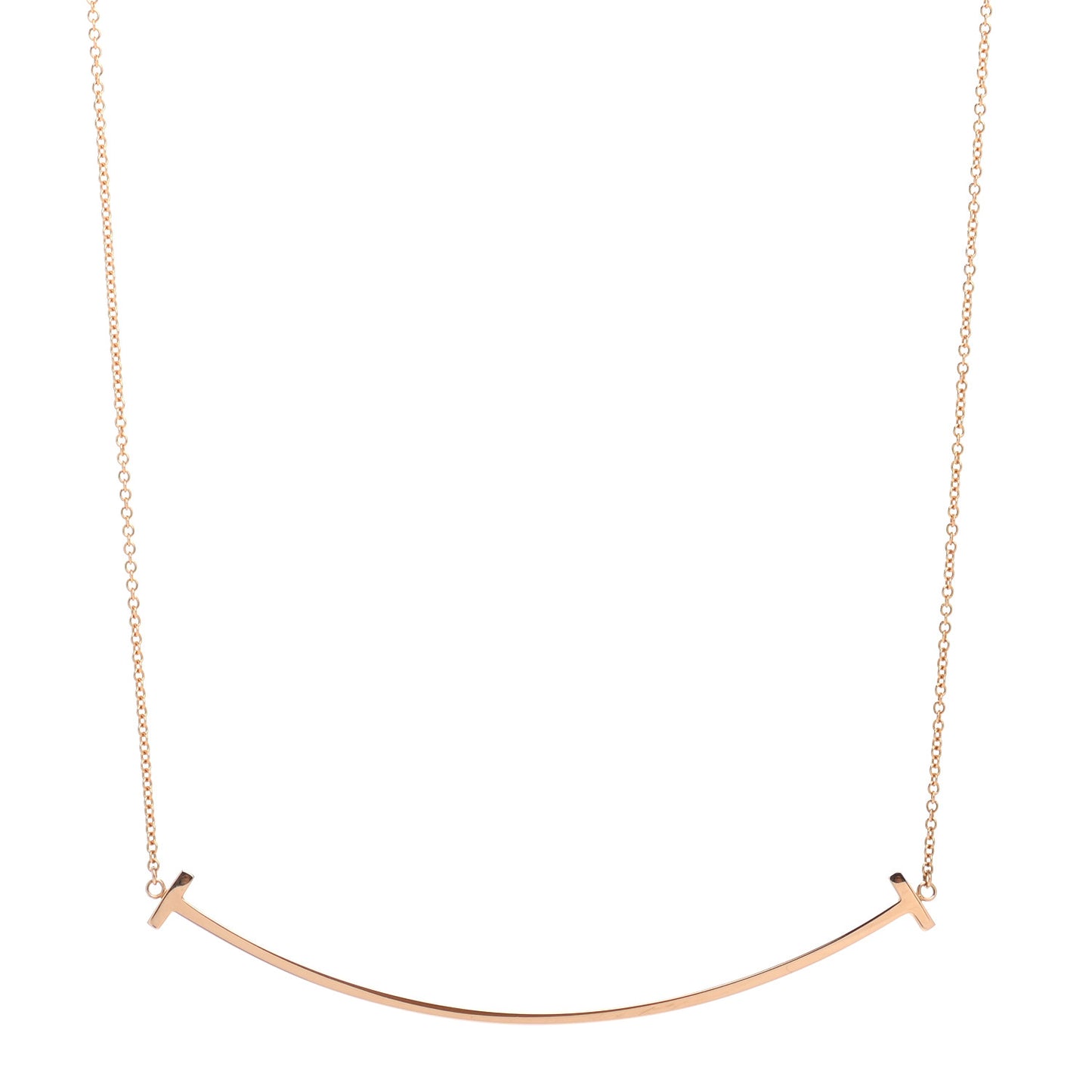 18K Rose Gold Large T Smile Pendant Necklace
