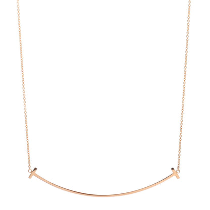 Tiffany 18K Rose Gold Large T Smile Pendant Necklace 1 of 5