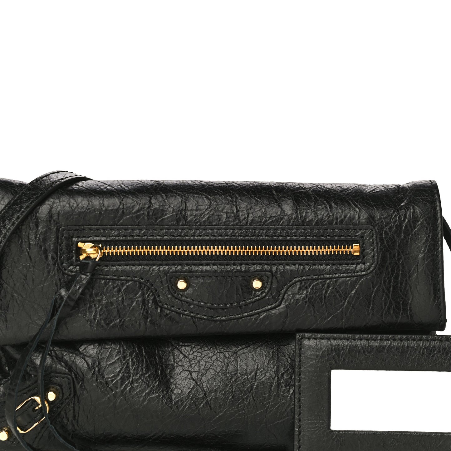 Agneau Classic Gold Hardware Mini Envelope Strap Clutch Black