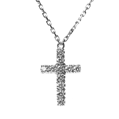 Cartier 18K White Gold Diamond Symbols Cross Pendant Necklace 4 of 5