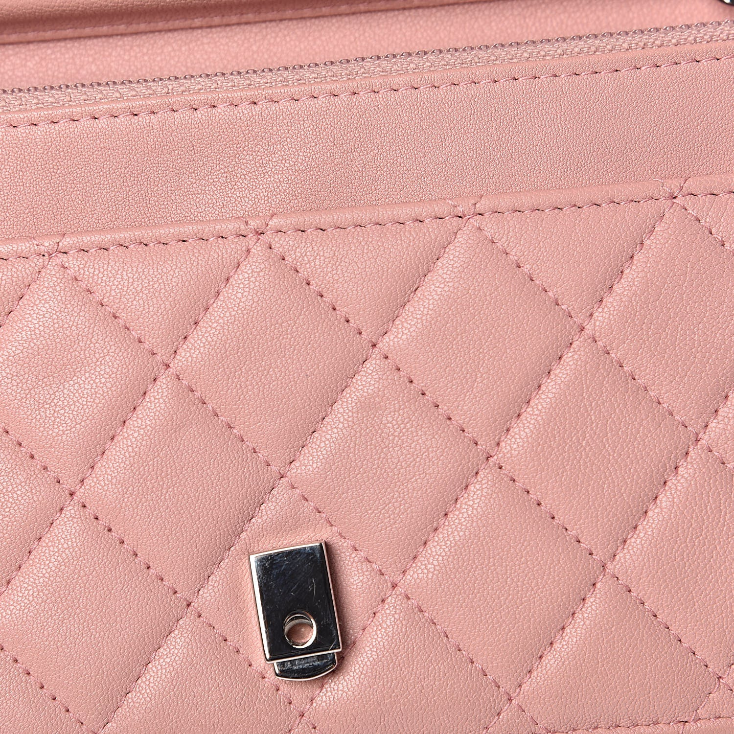 Chanel Goatskin Quilted CC Box Wallet on Chain WOC Pink 10 of 14