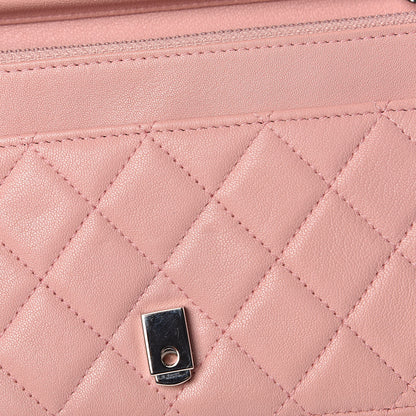 Chanel Goatskin Quilted CC Box Wallet on Chain WOC Pink 10 of 14
