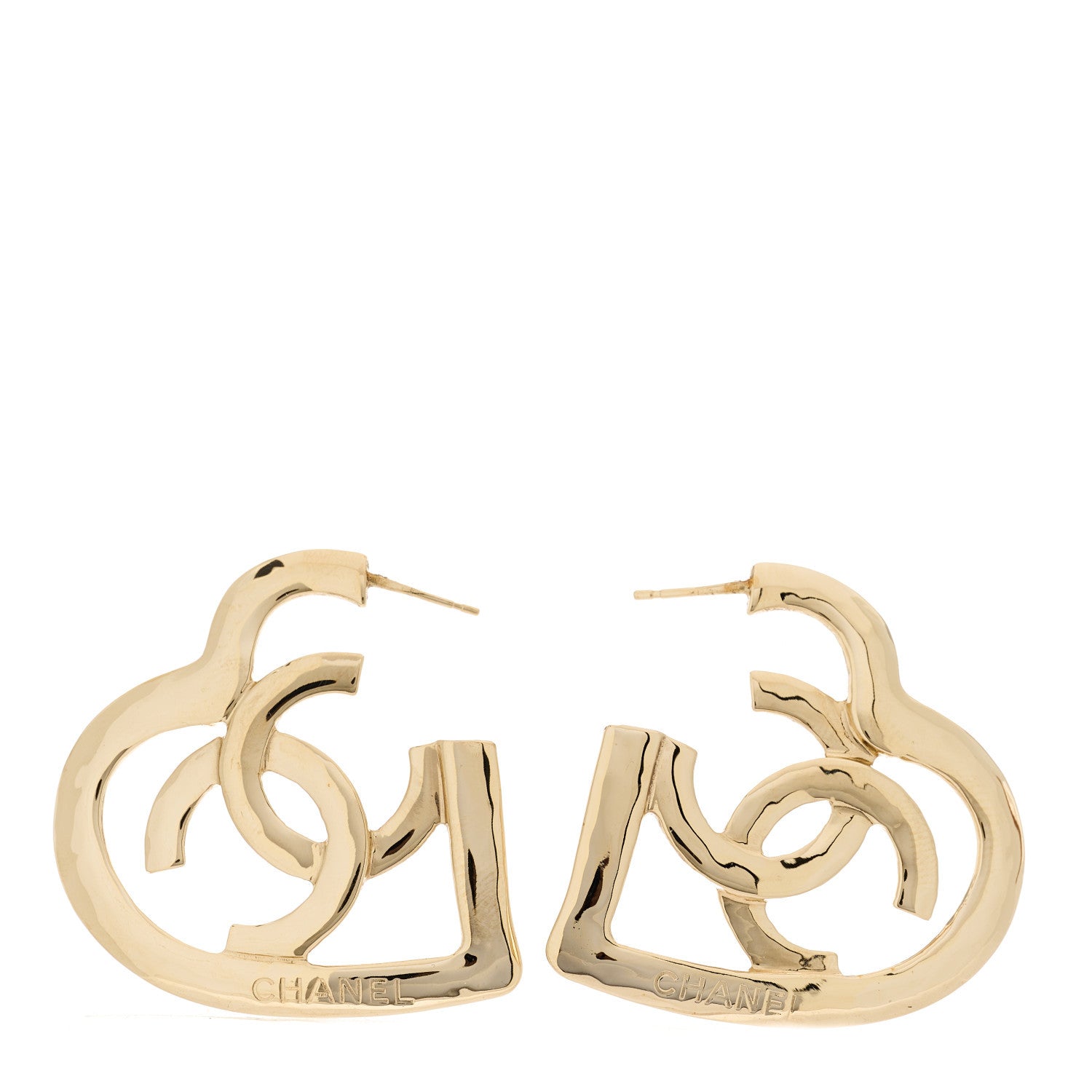 Chanel Metal CC Heart Coco In Love Hoop Earrings Gold 1 of 4