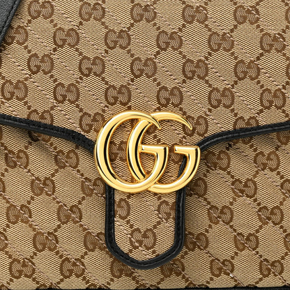 Gucci Monogram Azalea Calfskin Matelasse Diagonal Small GG Marmont Top Handle Shoulder Bag Beige Ebony Black 7 of 10
