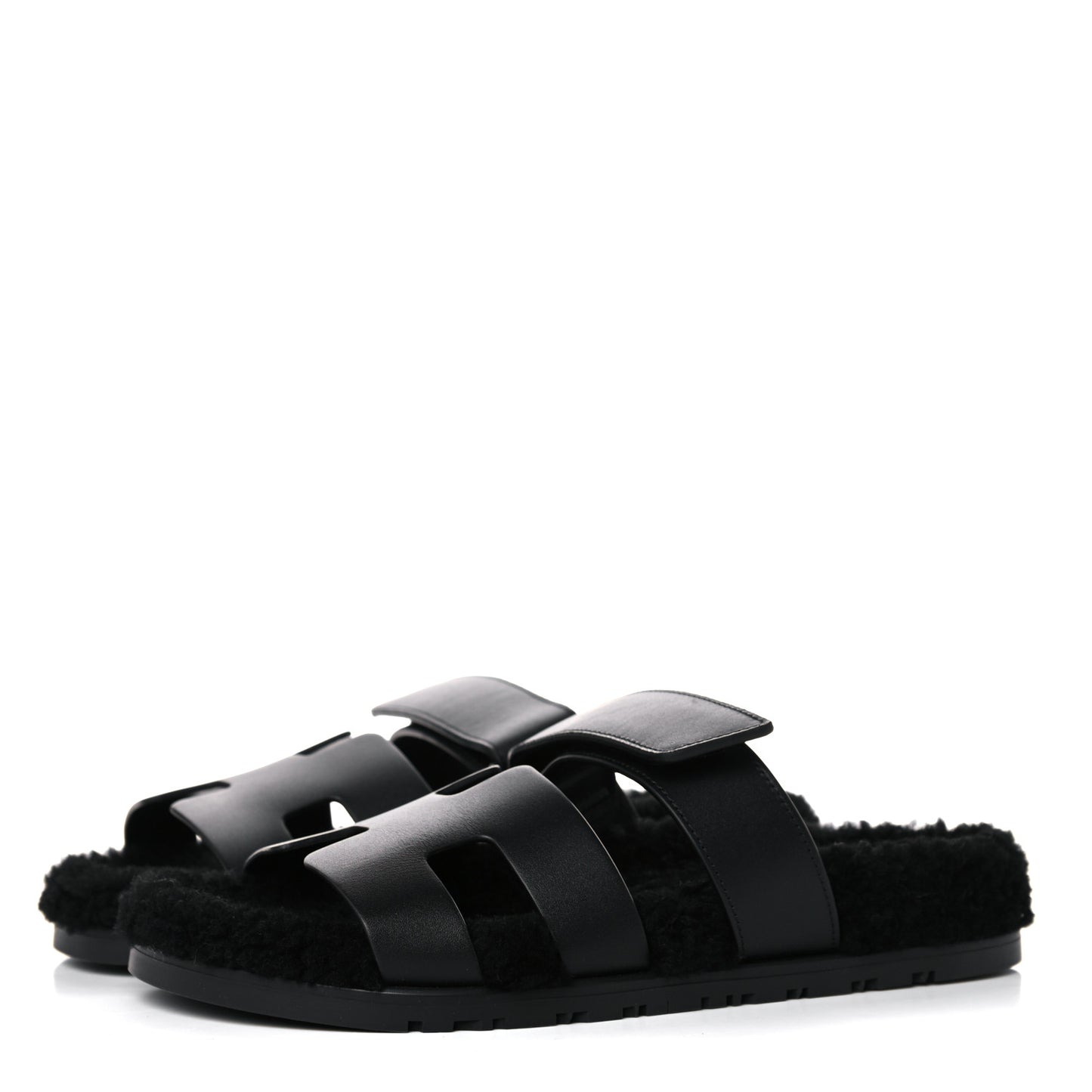 Calfskin Woolskin Womens Chypre Sandals 38.5 Black