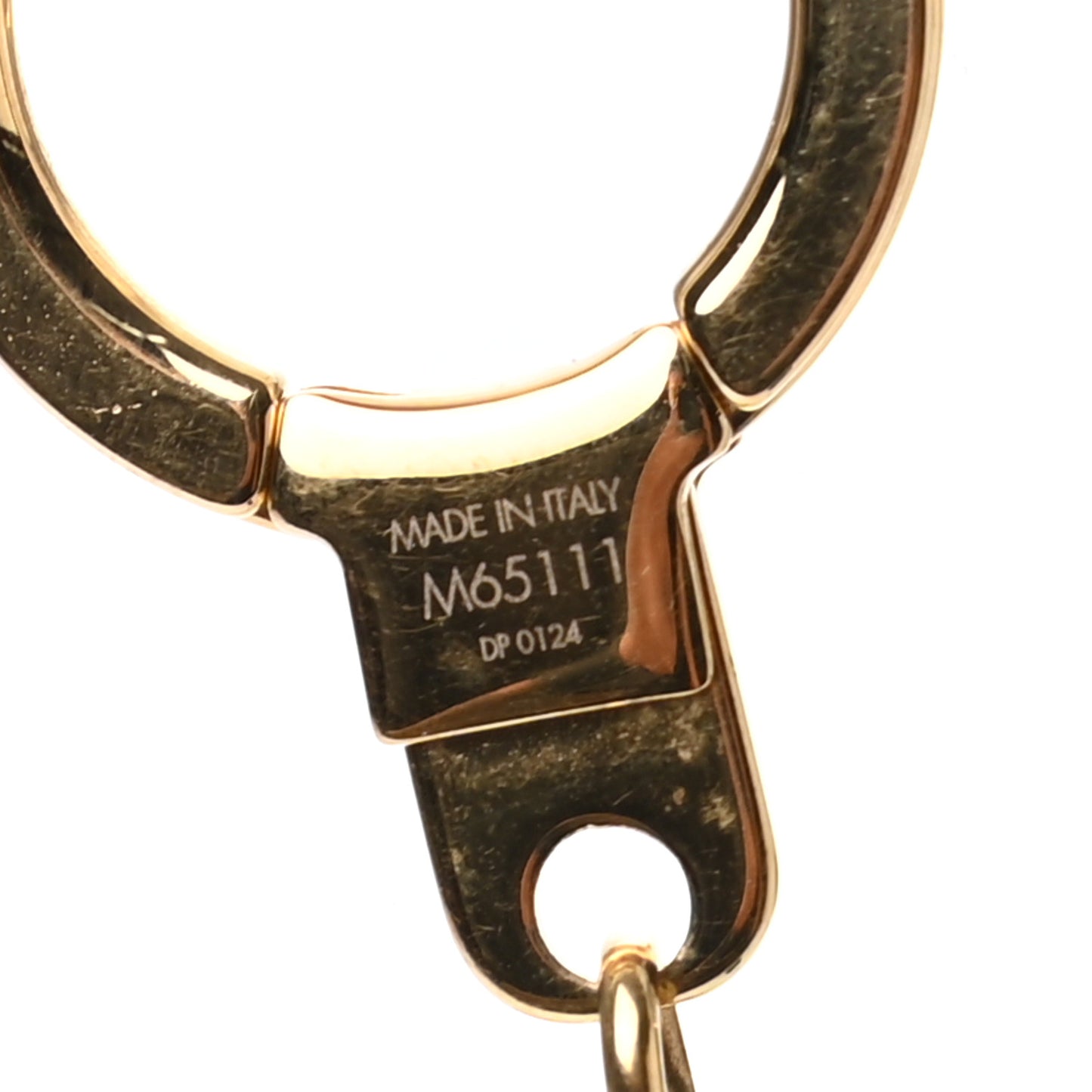 Brass Enamel Fleur De Monogram Bag Charm Chain Gold
