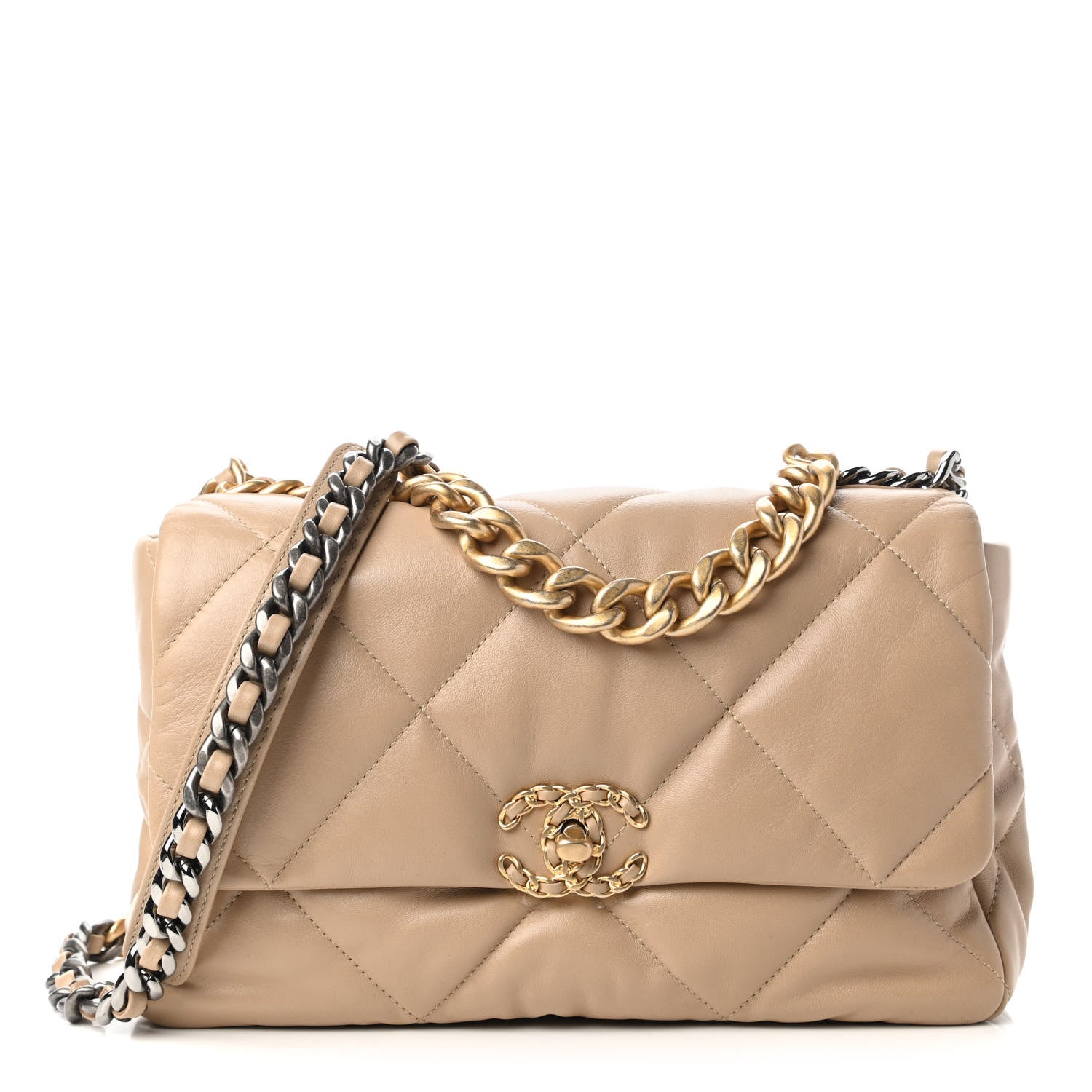 Chanel Lambskin Quilted Large Chanel 19 Flap Dark Beige 1 of 11