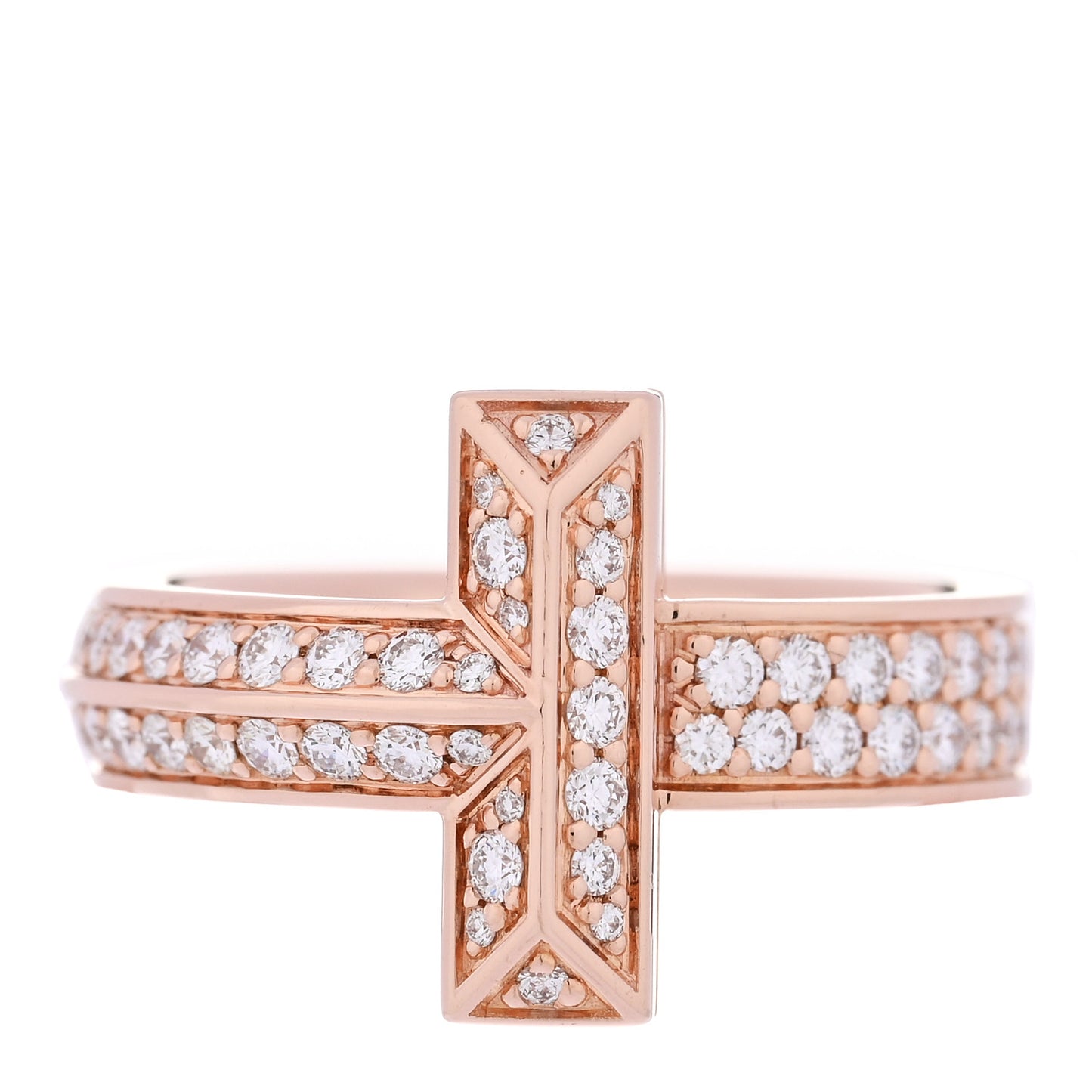 18K Rose Gold Diamond Wide T T1 Ring 50 5.5