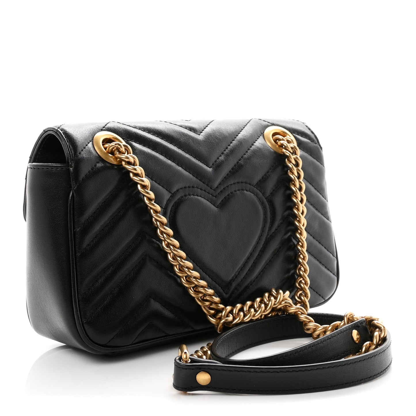 Calfskin Matelasse Mini GG Marmont Shoulder Bag Black