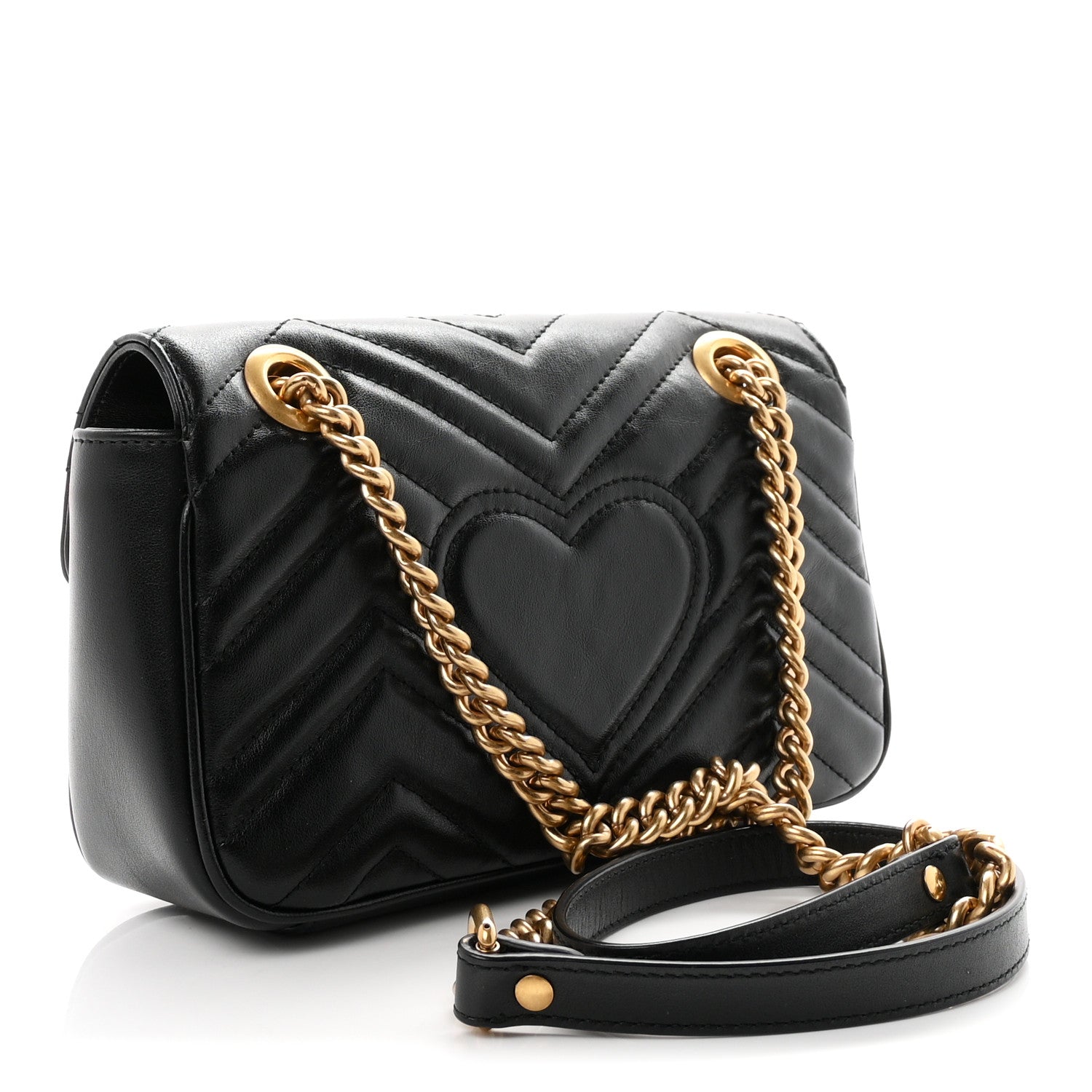Gucci Calfskin Matelasse Mini GG Marmont Shoulder Bag Black 2 of 9