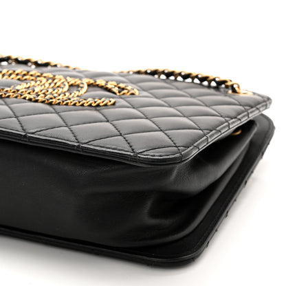 Chanel Calfskin Quilted CC Chain Accordion Tote Black 10 of 12