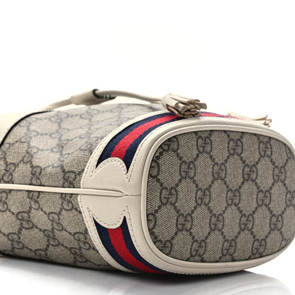Gucci GG Supreme Monogram Textured Calfskin Web Mini Ophidia Bucket Bag Beige Ebony Mystic White 7 of 9
