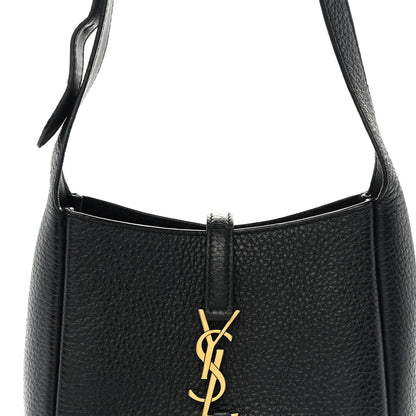 Saint Laurent Grained Calfskin Baby Le 5 A 7 Supple Hobo Black 8 of 11