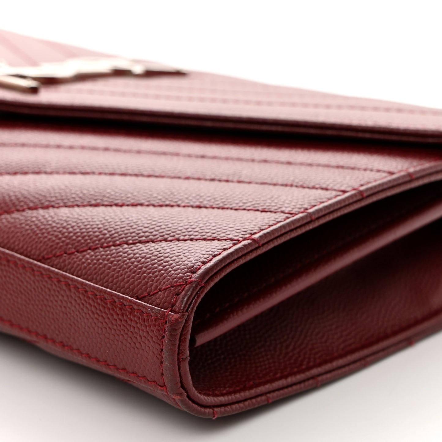 Grain De Poudre Matelasse Chevron Monogram Chain Wallet Palissandre