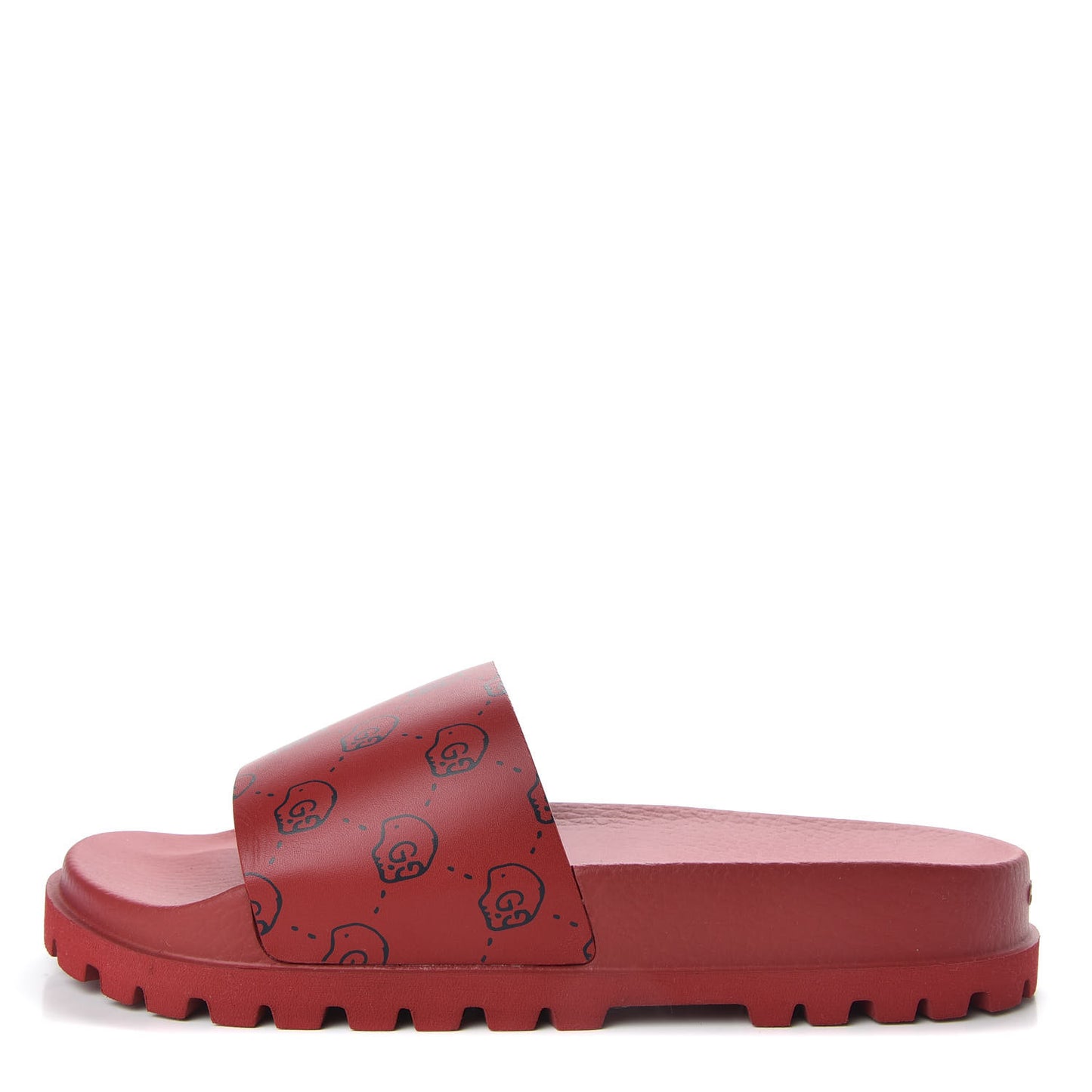 Calfskin Rubber GucciGhost Hamlet Skull Mens Lug Sole Slide Sandals 7 Hibiscus Red Blue Agata