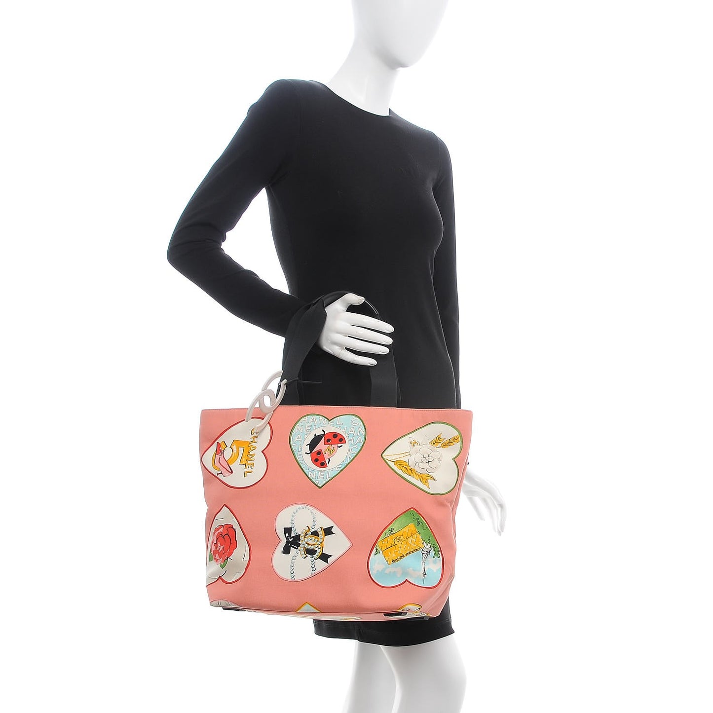 Canvas Coco Hearts Print Tote Multi