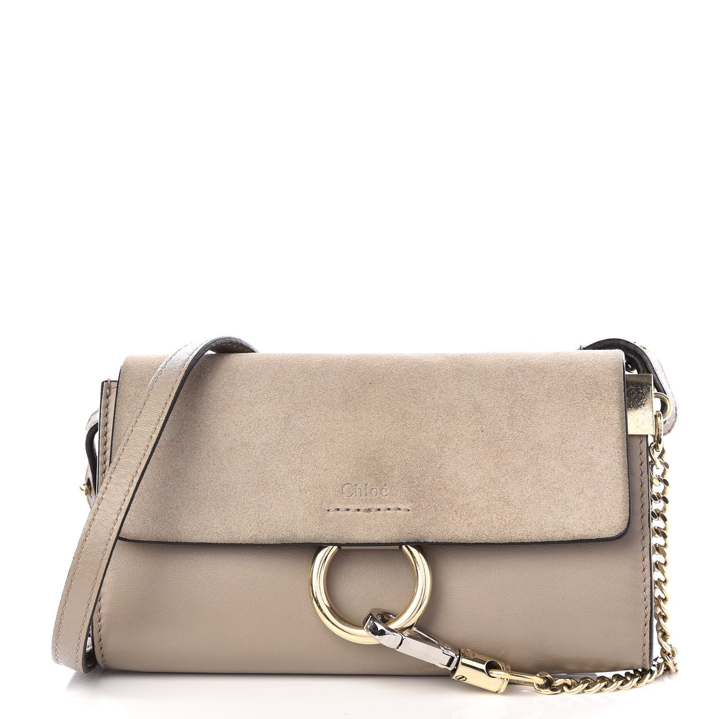 Suede Calfskin Mini Faye Shoulder Bag Motty Grey