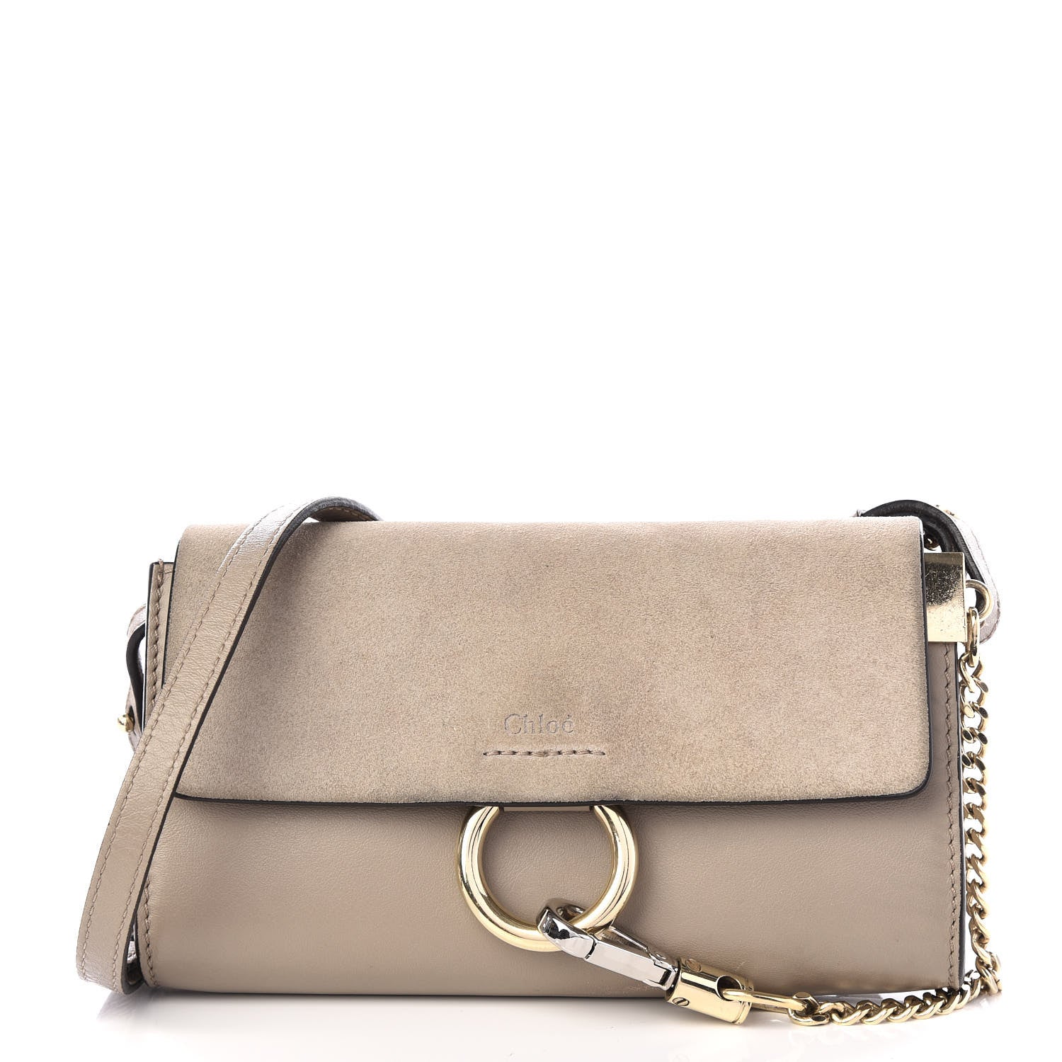 Chloe Suede Calfskin Mini Faye Shoulder Bag Motty Grey 1 of 11