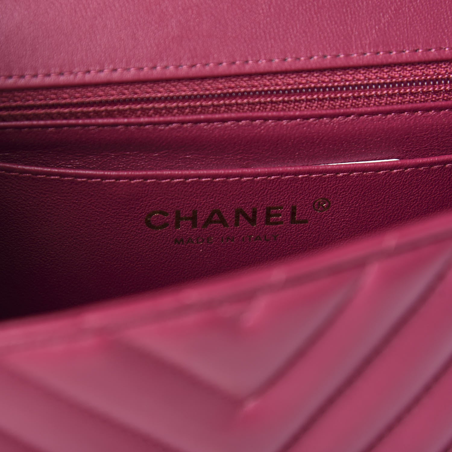 Chanel Lambskin Chevron Quilted Mini Rectangular Flap Dark Pink 6 of 10