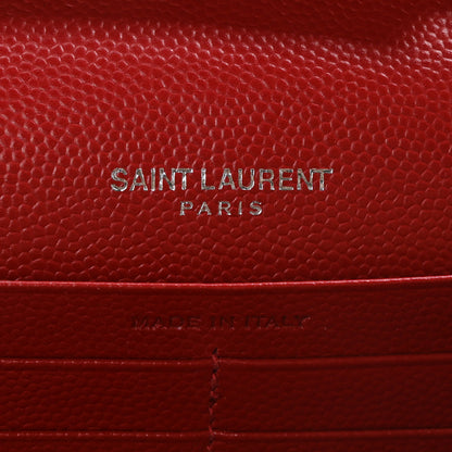 Saint Laurent Grain De Poudre Matelasse Chevron Monogram Chain Wallet New Red 8 of 10