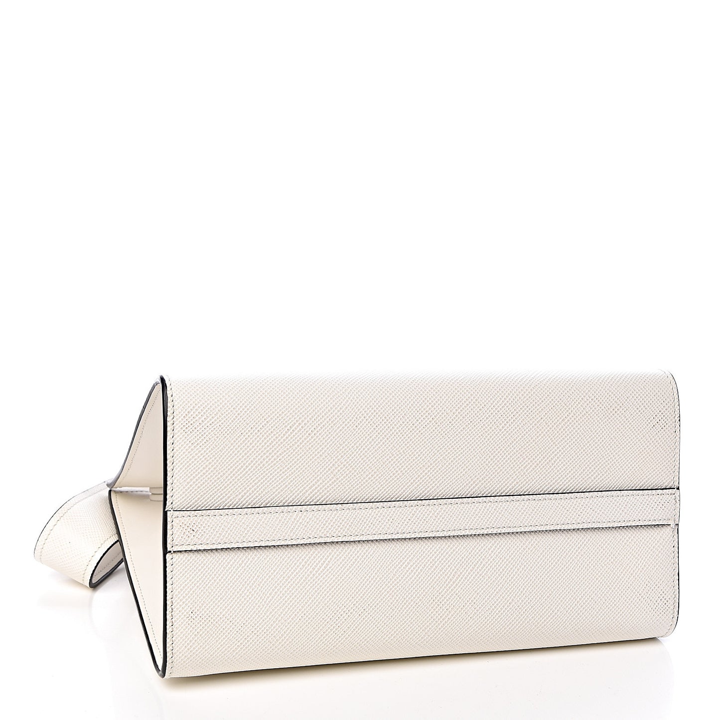 Saffiano Cuir Calfskin Small Monochrome Top Handle Tote White