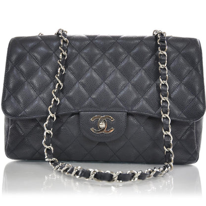 Chanel Caviar Jumbo Single Flap Navy Blue 1 of 9
