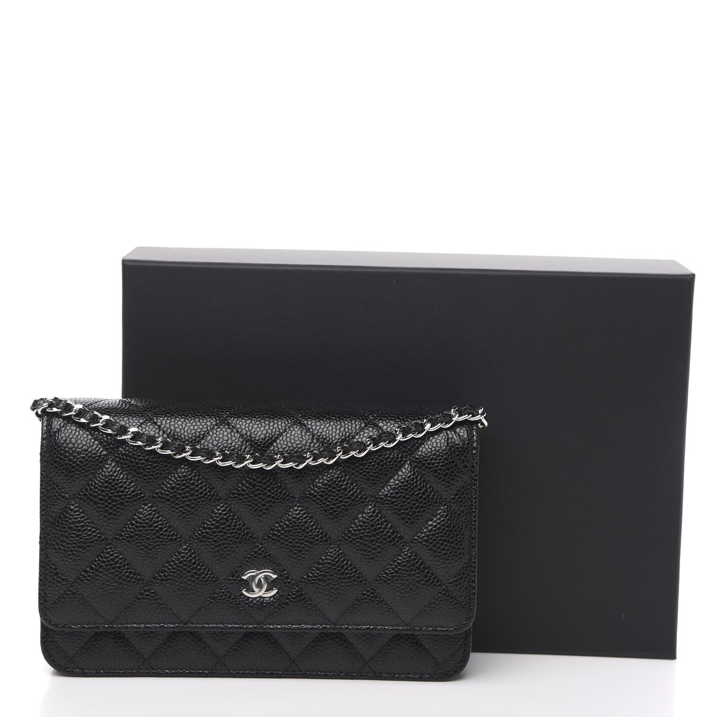 Caviar Quilted Wallet On Chain WOC Black