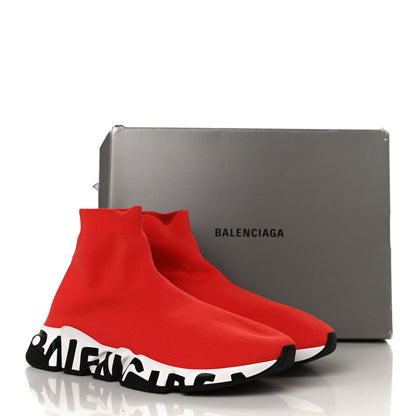 Balenciaga Neoprene Knit Mens Speed Graffiti Sneakers 44 Red White Black 11 of 11
