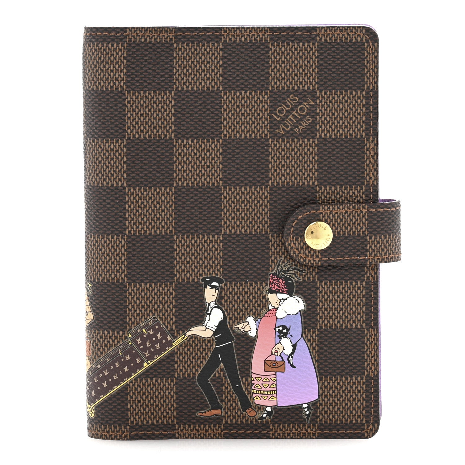 Louis Vuitton Damier Ebene Illustre Small Ring Agenda Cover Violet 1 of 8