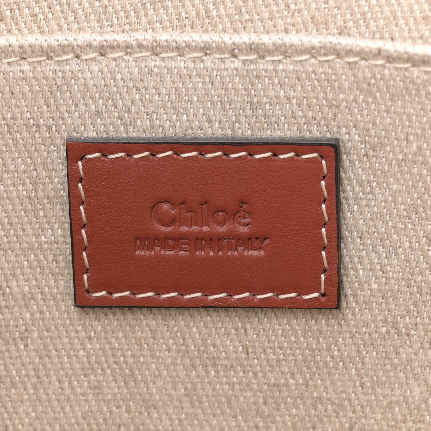 Chloe Linen Calfskin Medium Woody Ribbon Tote White Brown 6 of 10