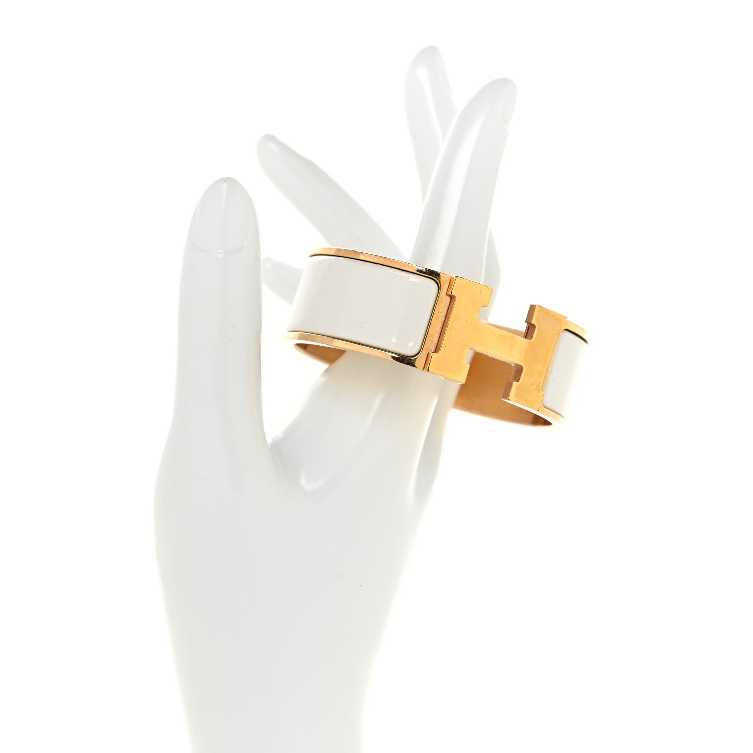 Hermes Enamel Wide Clic Clac H Bracelet PM White 2 of 4