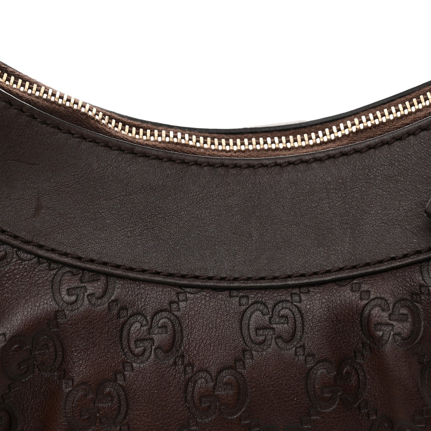 Guccissima Small D Gold Ring Shoulder Bag Chocolate Brown