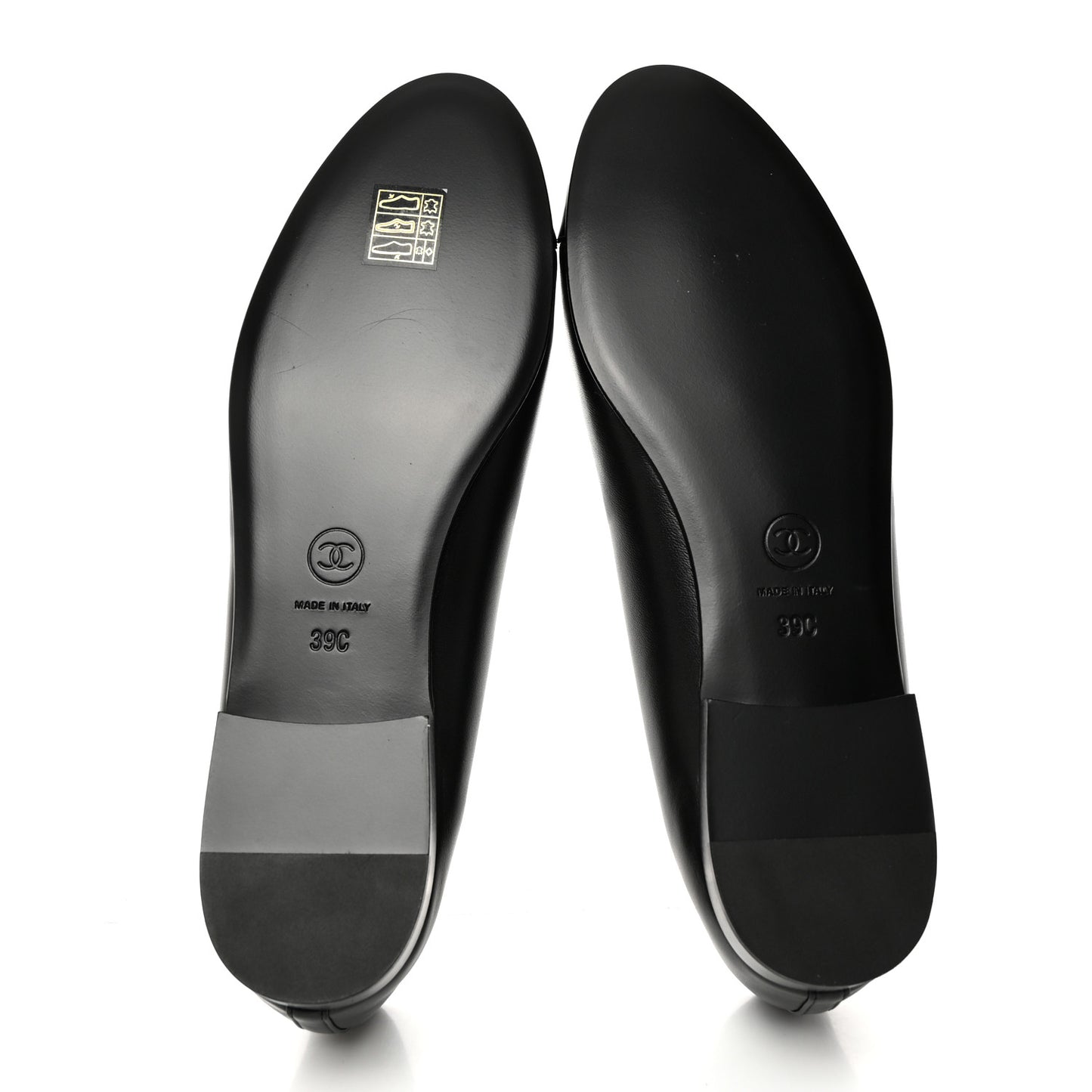 Lambskin Patent CC Cap Toe Ballerina Flats 39 Black