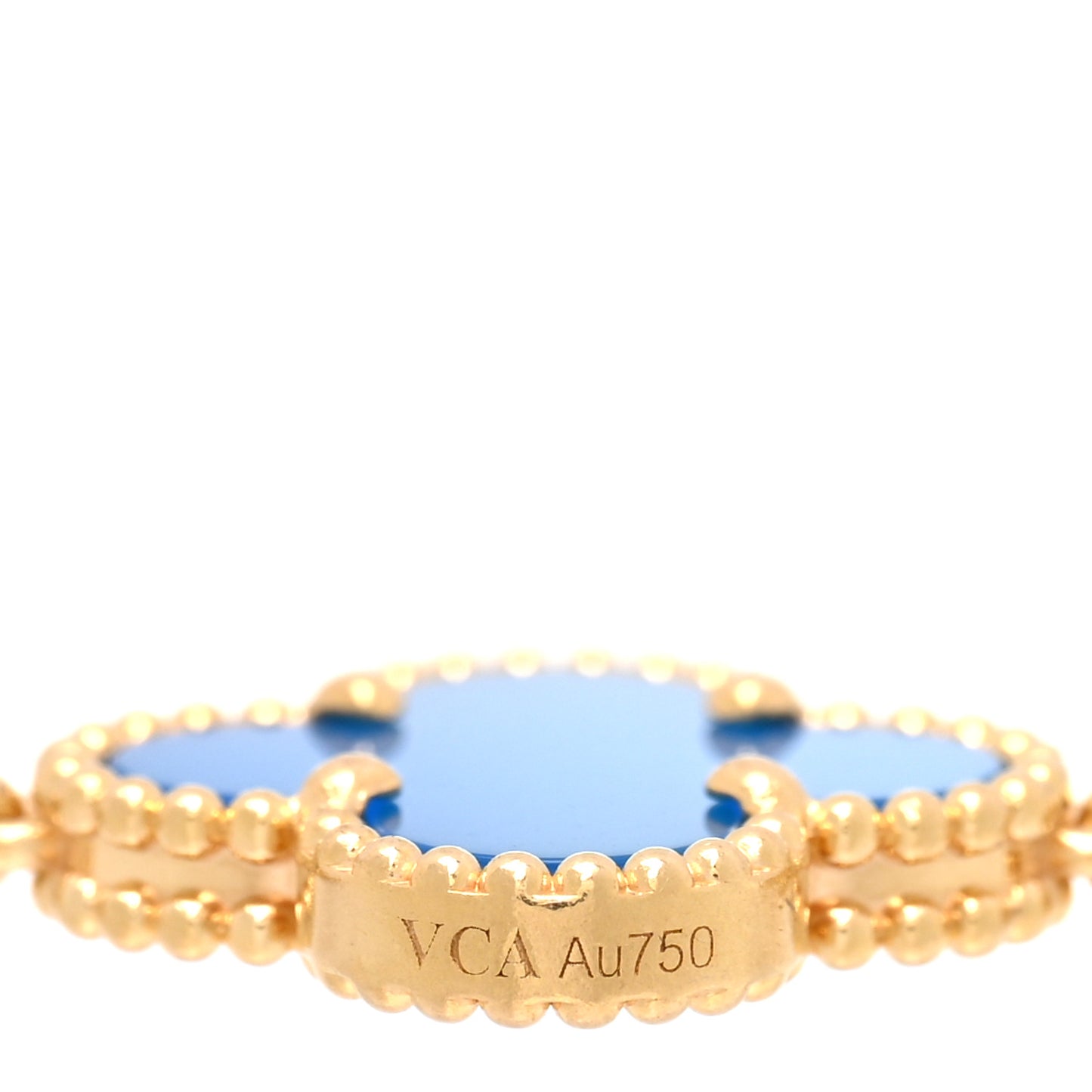 18K Yellow Gold Blue Agate 5 Motifs Vintage Alhambra Bracelet