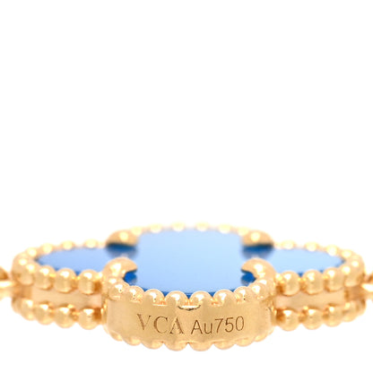 Van Cleef & Arpels 18K Yellow Gold Blue Agate 5 Motifs Vintage Alhambra Bracelet 3 of 4