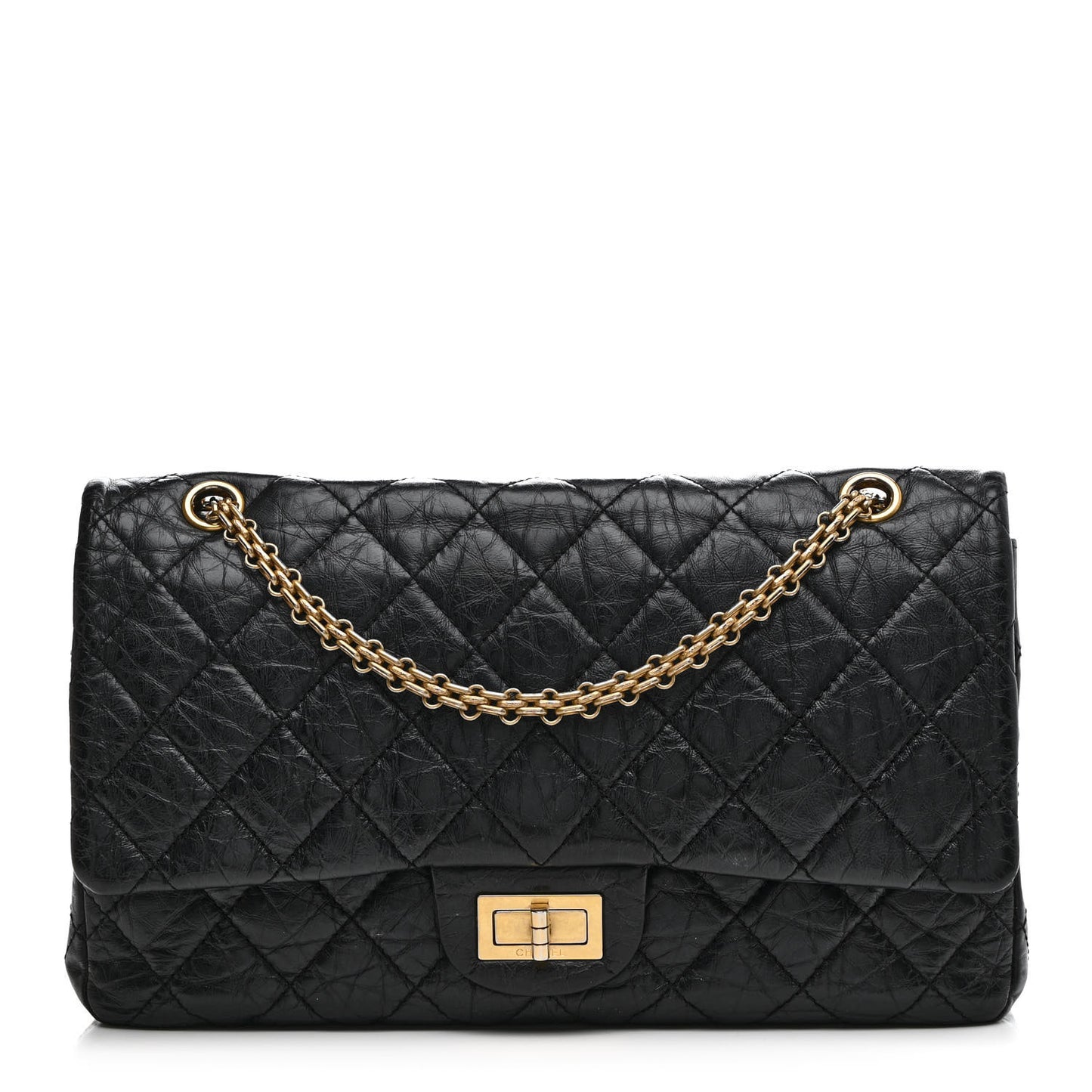 Aged Calfskin Quilted 2.55 Reissue 227 Flap Black