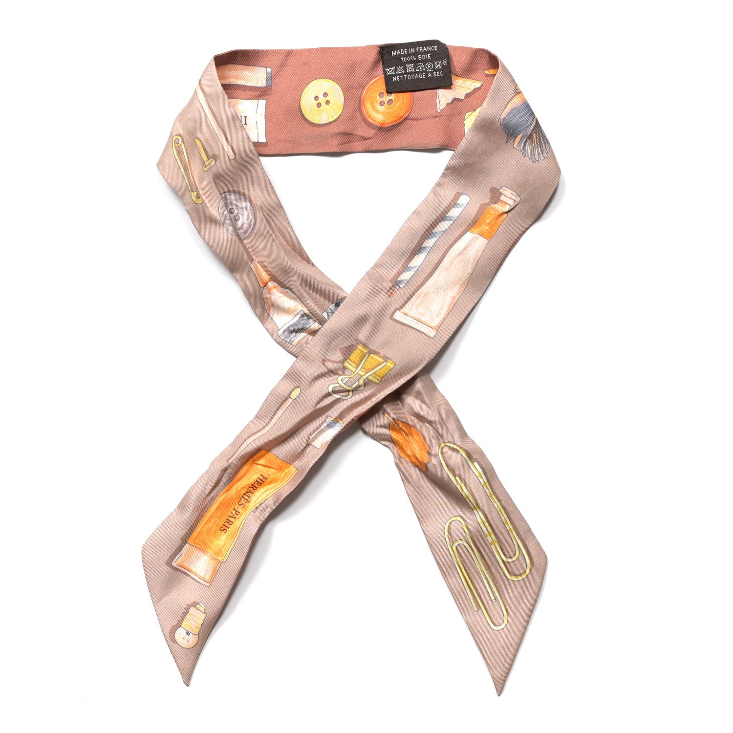 Hermes Silk In The Pocket Twilly Beige Orange Sable 1 of 4