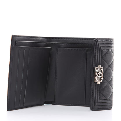 Chanel Calfskin Quilted Compact Boy Wallet Black 5 of 8
