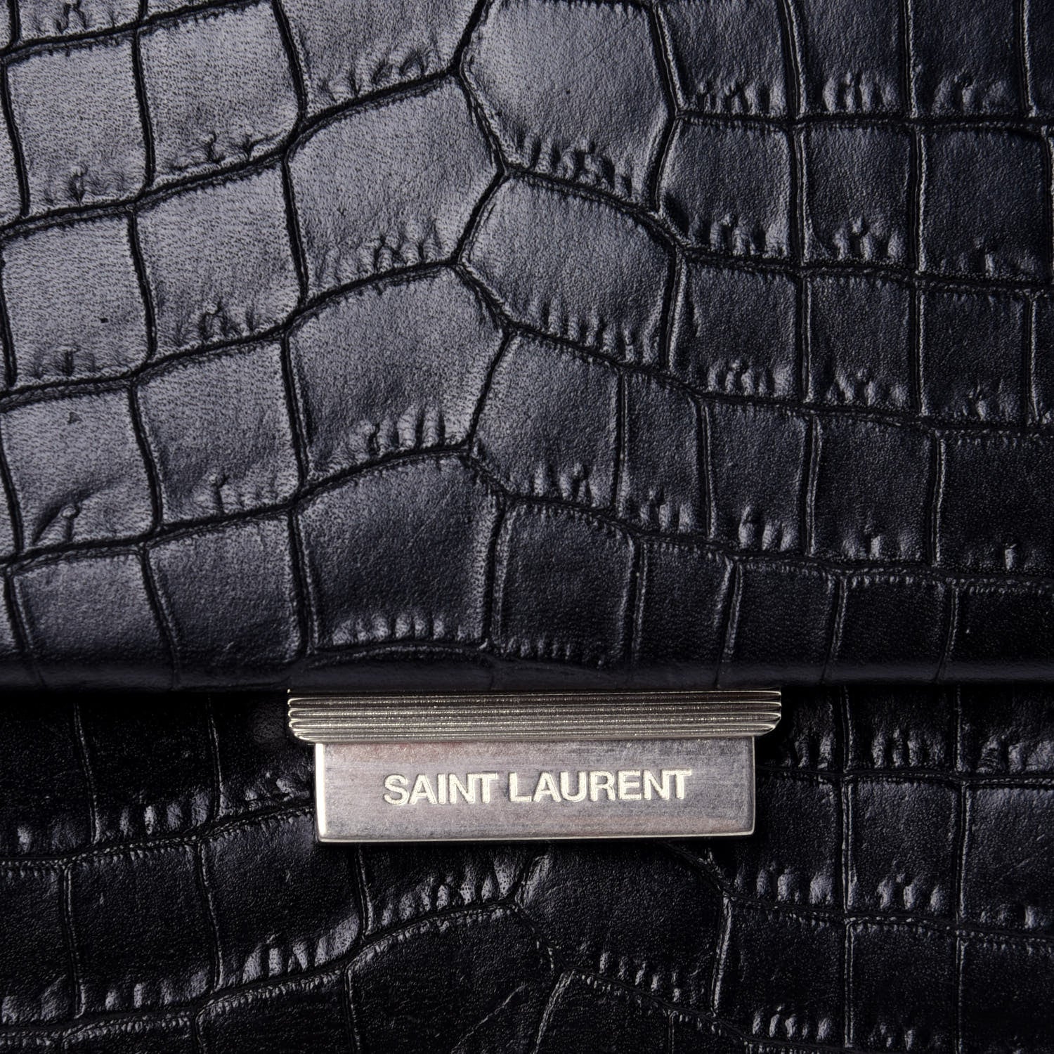 Saint Laurent Calfskin Crocodile Embossed Small Babylone Black 9 of 9