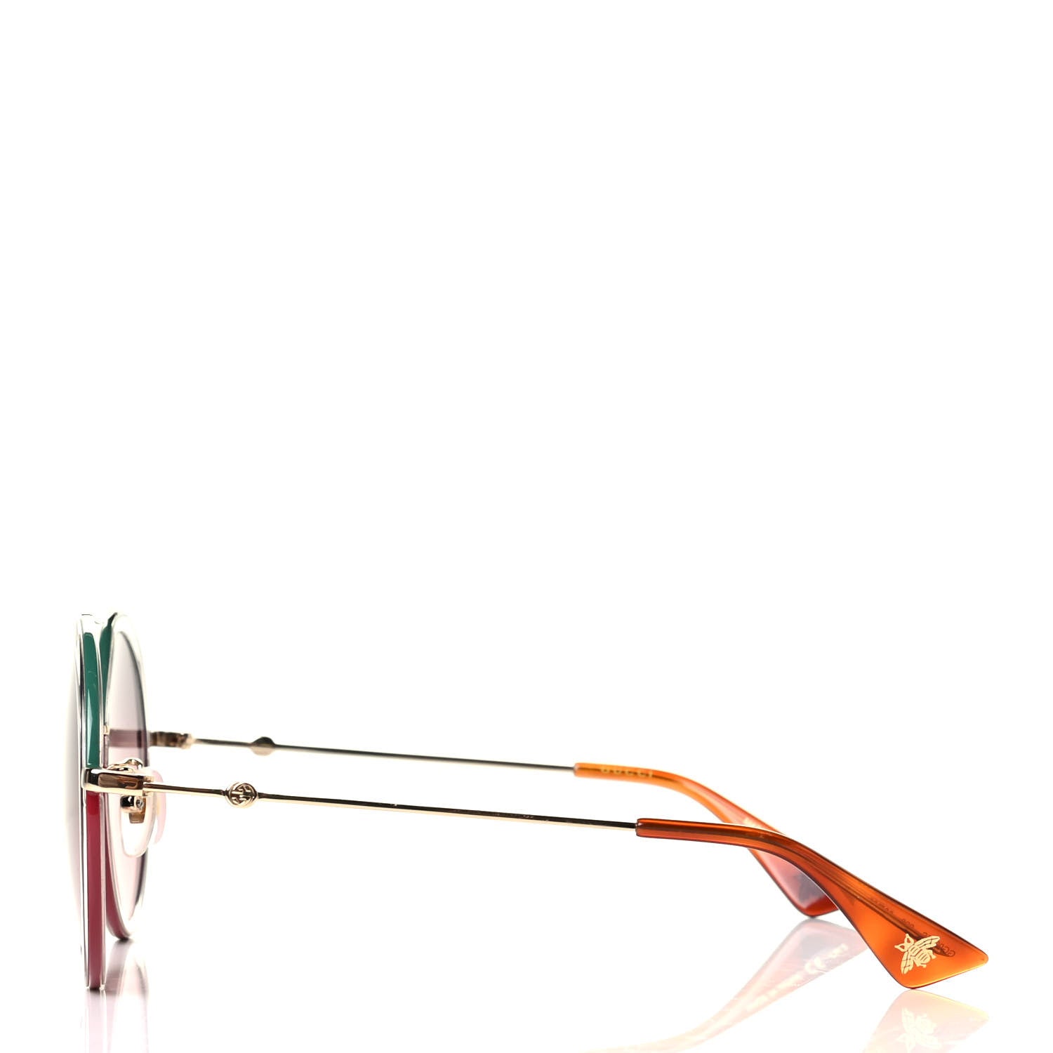Gucci Round Sunglasses GG0061S Gold Green Red 3 of 4
