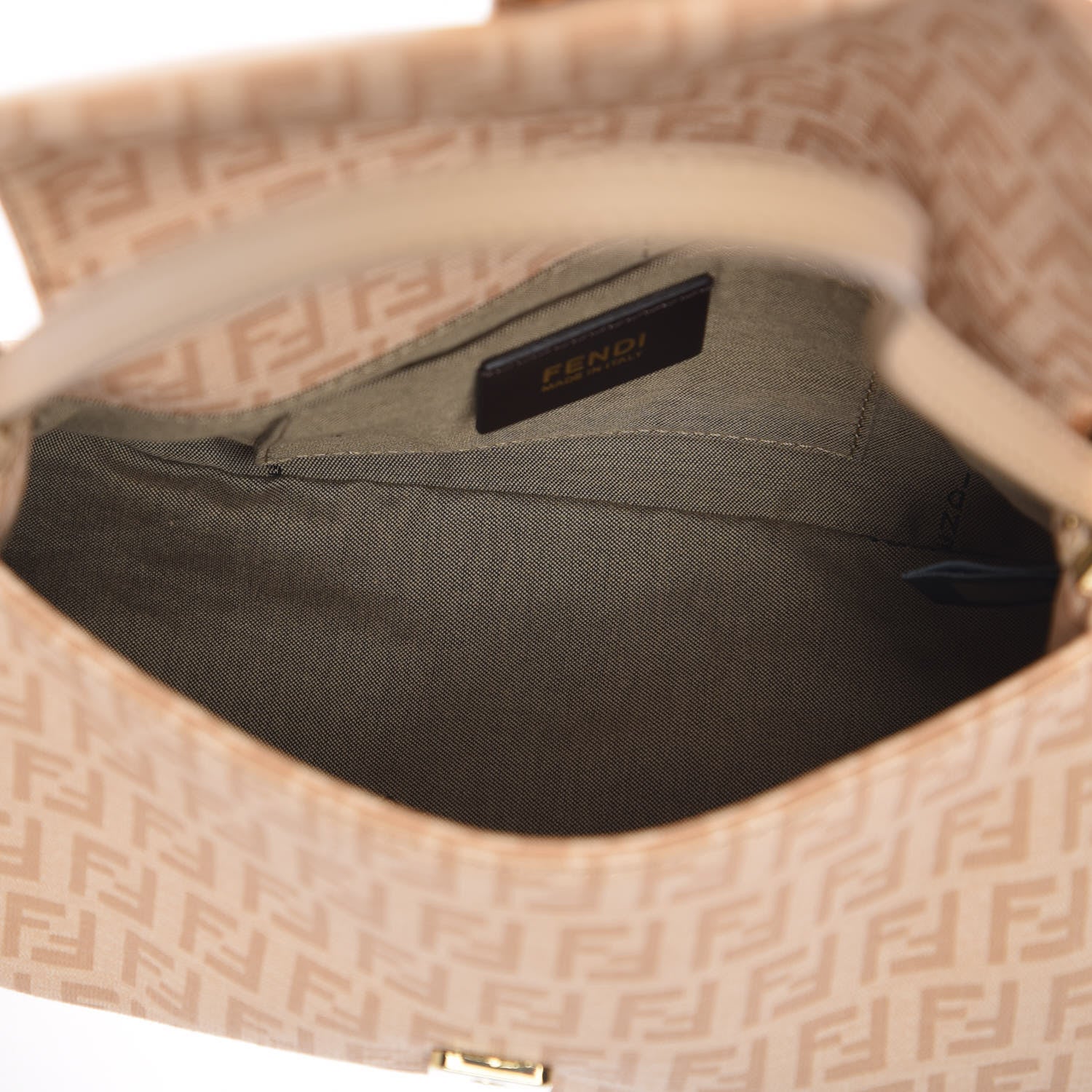Fendi Zucchino Spalmati Vitello Mini Mama Baguette Vacchetta Camelia 7 of 10