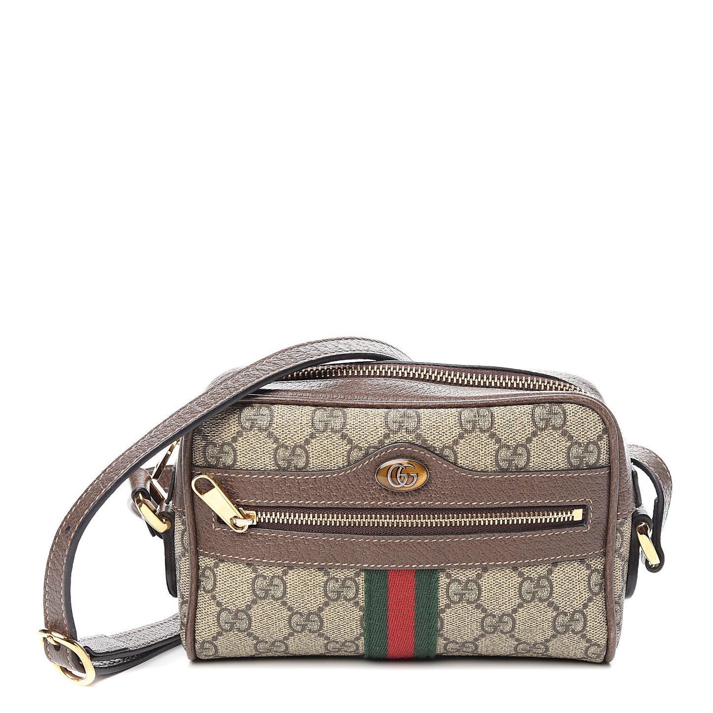 GG Supreme Monogram Web Mini Ophidia Shoulder Bag Brown