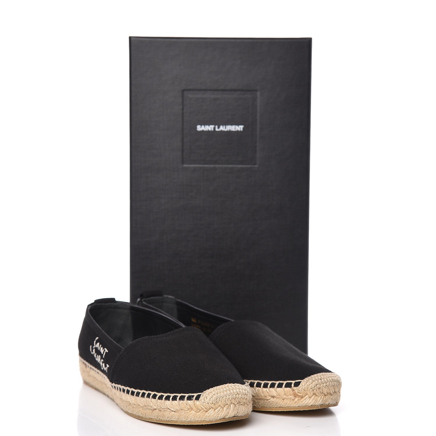 Saint Laurent Canvas Nappa Elba Light Logo Embroidered Espadrilles 35.5 Black 10 of 10