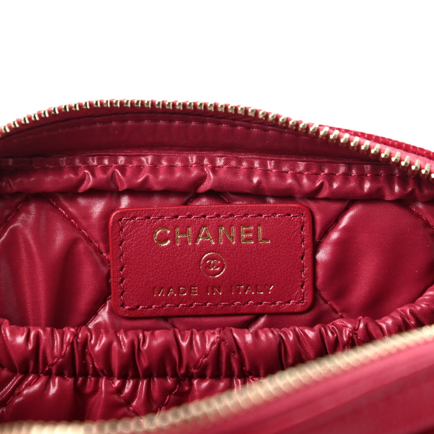 Caviar Quilted Small Curvy Pouch Cosmetic Case Dark Pink