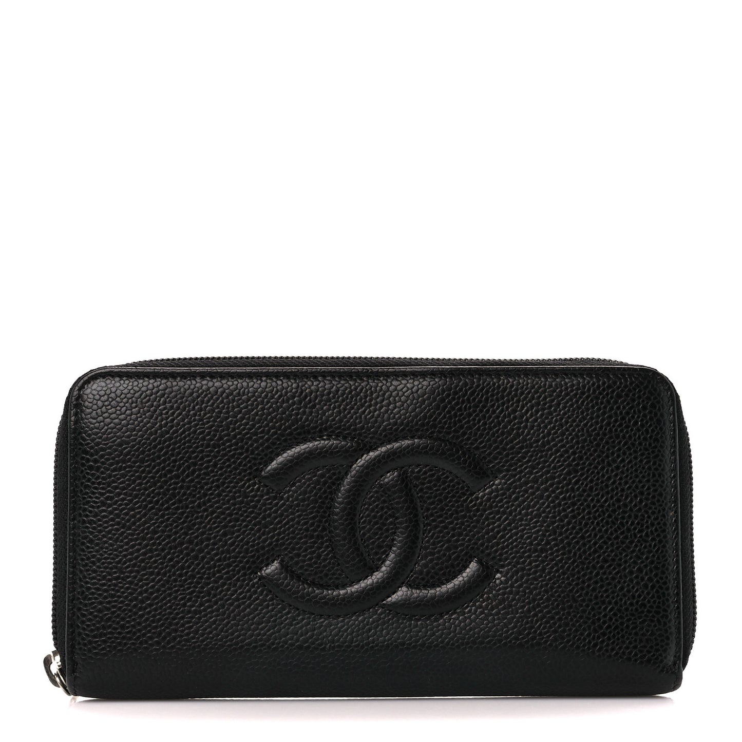 Caviar Large Timeless CC Zip Around Wallet Black