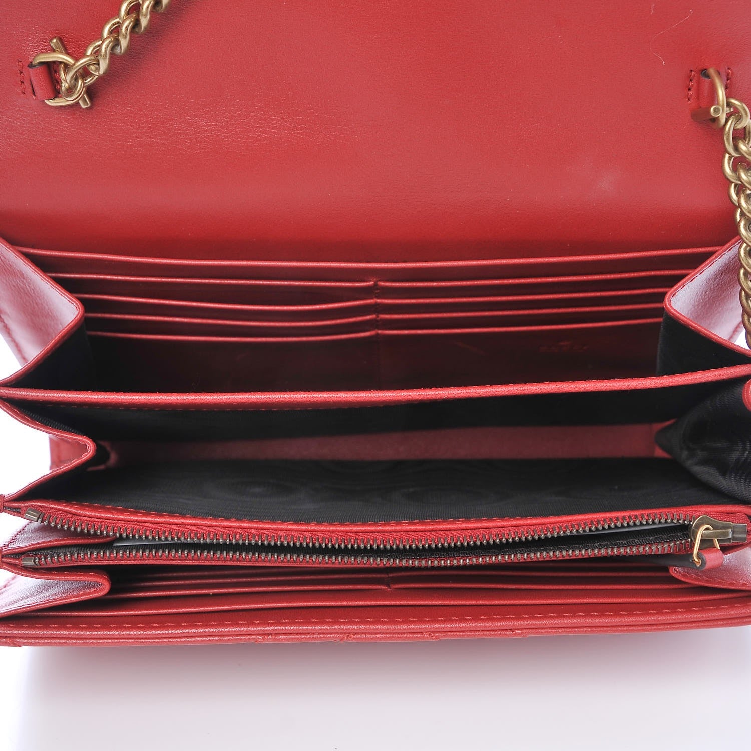 Gucci Calfskin Matelasse GG Marmont Chain Wallet Hibiscus Red 5 of 8