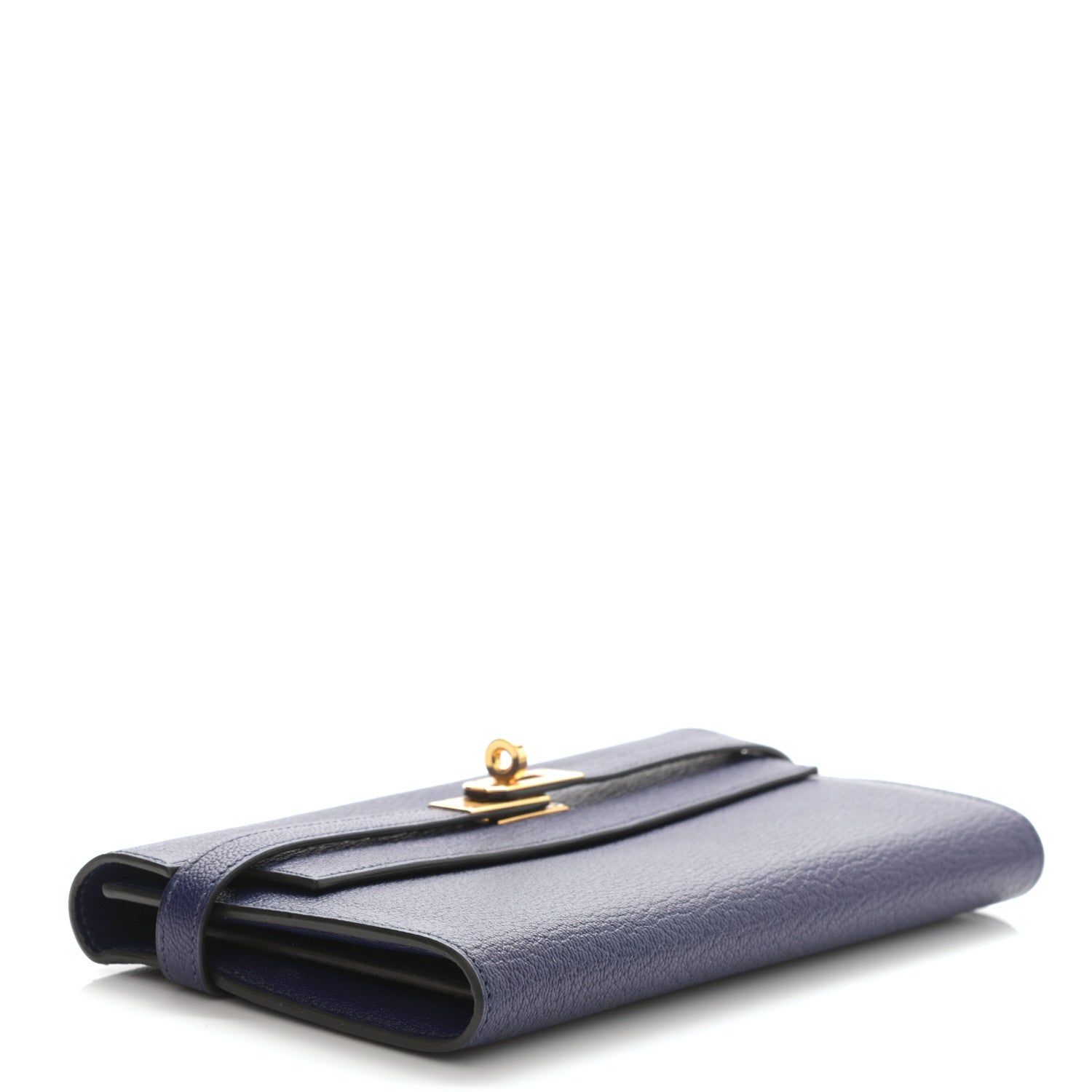 Hermes Chevre Mysore Kelly Longue Wallet Bleu Ecre 4 of 8
