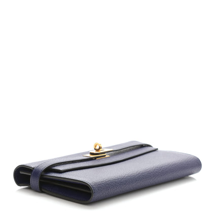 Hermes Chevre Mysore Kelly Longue Wallet Bleu Ecre 4 of 8