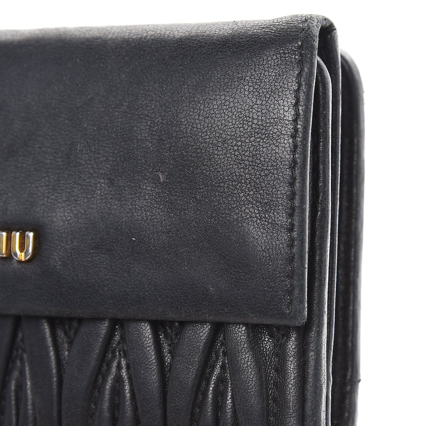 Nappa Matelasse Tri-Fold Flap Wallet Black